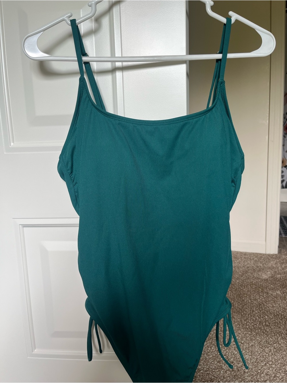 Teal Ruched-Side Bathing Suit